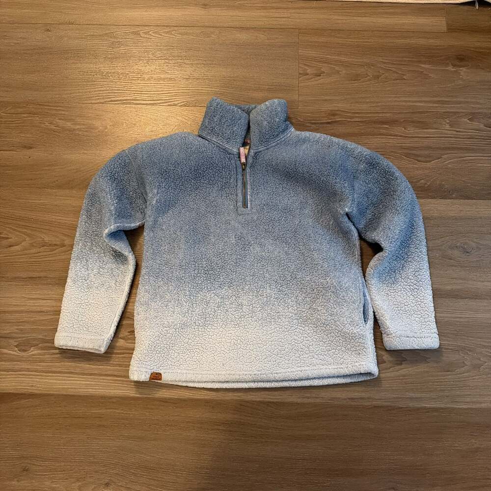 Simply Southern Ombre Gray Sherpa Quarter-Zip Pullover